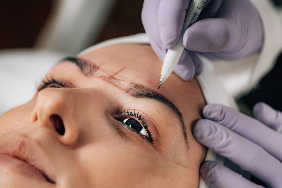 Brow treatment close-up